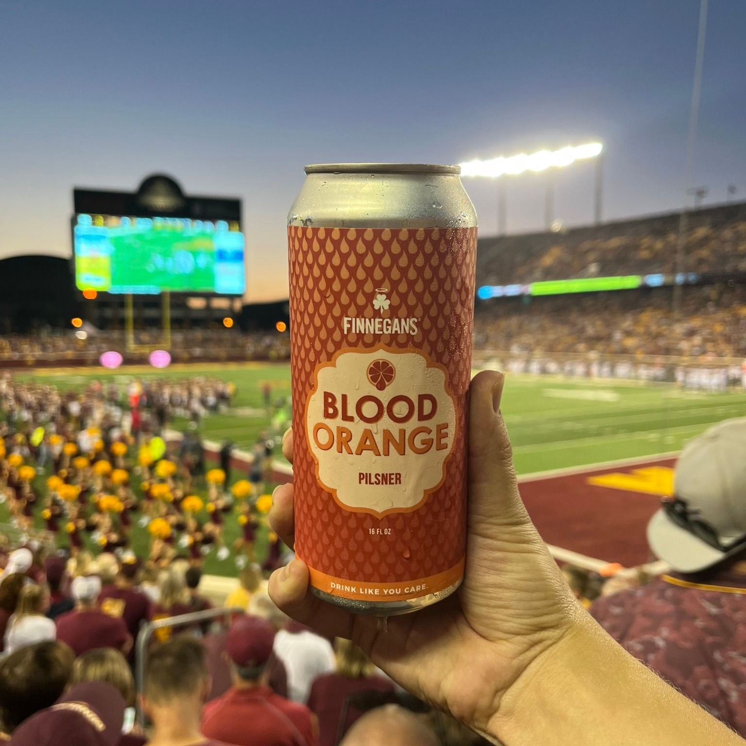 Blood Orange Pilsner can at Huntington Bank Stadium